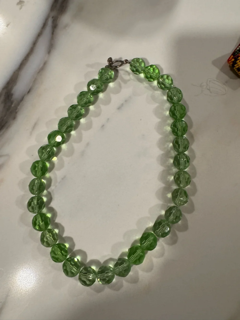 Green  clear and blue 5 piece lot of Faceted Bead Necklaces and bracelets